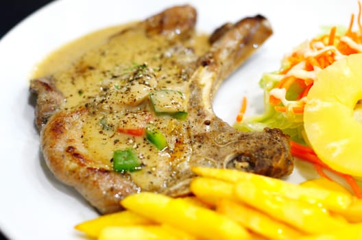 Pork steak with pepper sauce