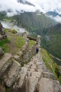 trail in Inca ancient ruin at Peru