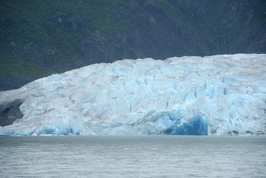 Mendenhall Glacier in Juneau Alaska with a glacial lake