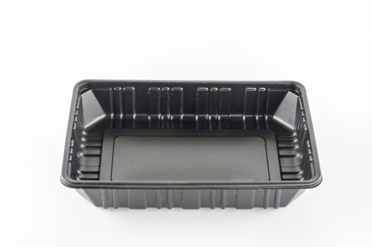 black plastic tray on a white background