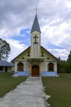 Path to Church in Samosir Island. Lake Toba, North Sumatra, Indonesia