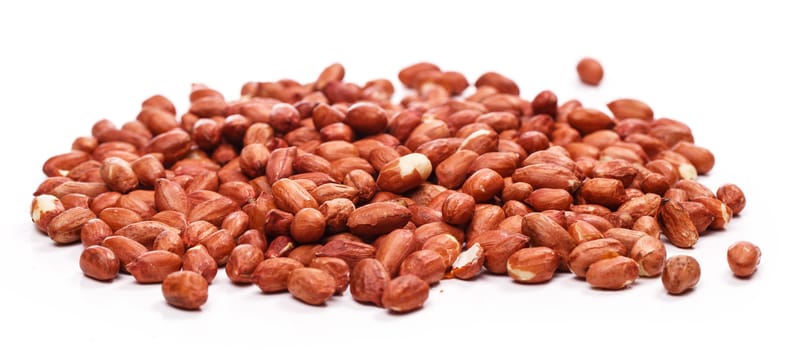 Delicious peanuts on a white background