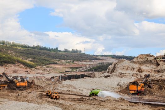 The heavy equipment working in quarry at lampang, thailand