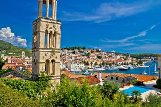 Famous Hvar yachting waterfront view in Dalmatia, Croatia