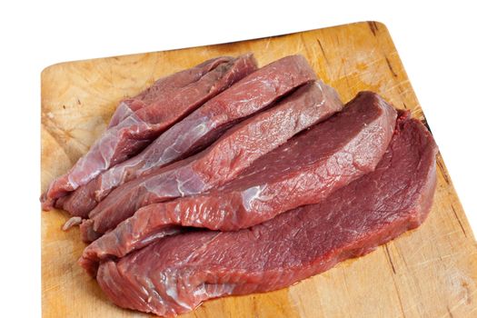 Detail of the slices of raw beef
