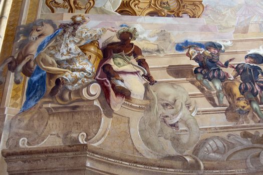 Baroque fresco - author unknown.
Saint Barbara's Church (often incorrectly Saint Barbara Cathedral in Kutna Hora) is one of the most famous Gothic churches in central Europe and it is a UNESCO world heritage site. St Barbara is the patron saint of miners (among others), which was highly appropriate for a town whose wealth was based entirely upon its silver mines