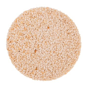 Closeup of Sesame Whole Seeds Texture in a Perfect Circle Isolated On White Background