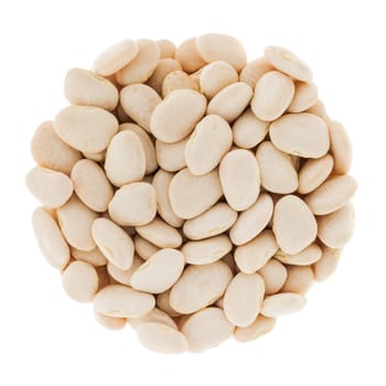 Perfect Circle of White Beans Isolated on White Background