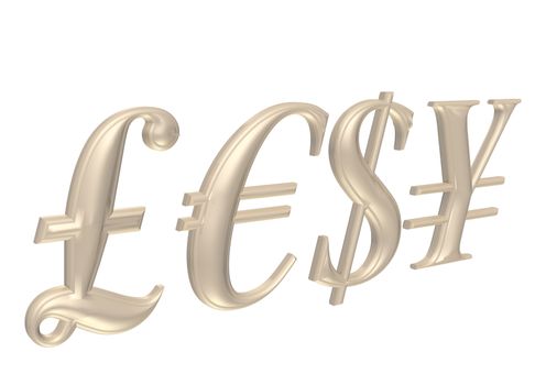 International economy currency units: pound, euro, dollar, yen