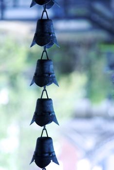 Brass bells at a shrine, Japan