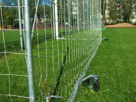 Goal net on football stadium in school