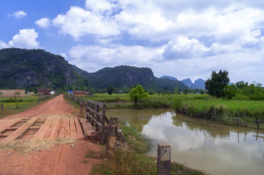 Bridge. Roads of Laos in Khammouane province. 