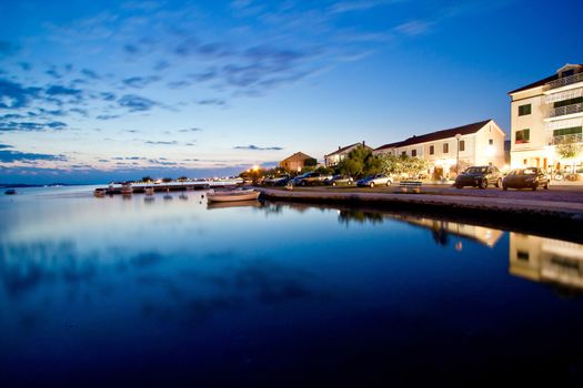 Sukosan waterfront calm sea evening view in Dalmatia, Croatia