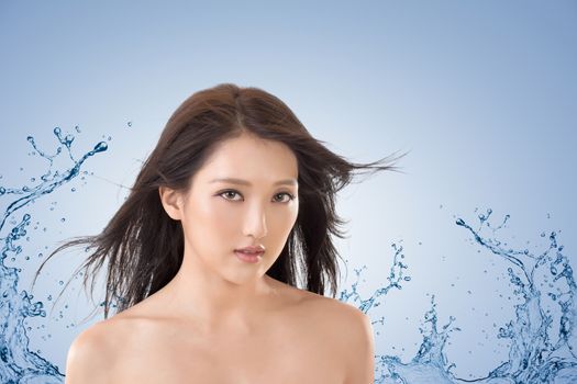 Asian beauty face, glamour portrait with elegant lady.