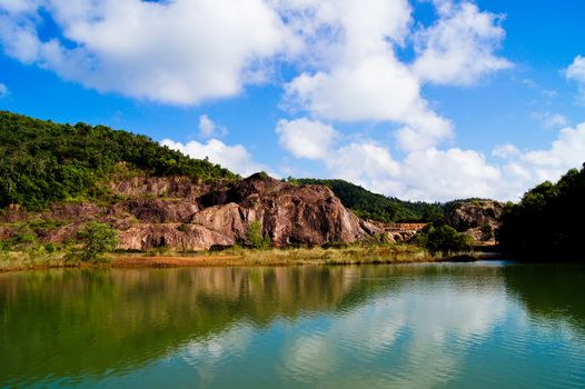 Mountains and rocks with the sky bright colors. At Songkhla, Thailand.