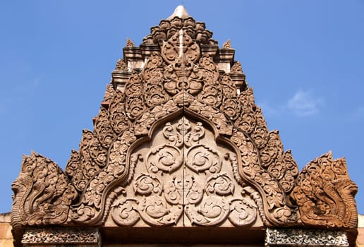 Stucco carvings on rock, Thailand.