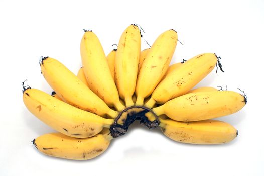 Ripe banana with white background.
