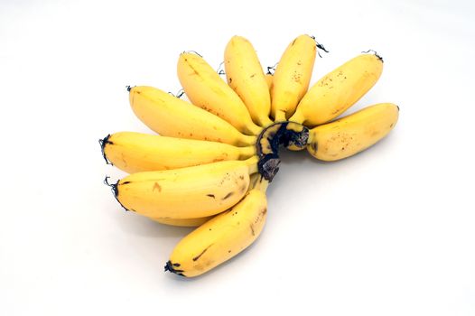 Ripe banana with white background.