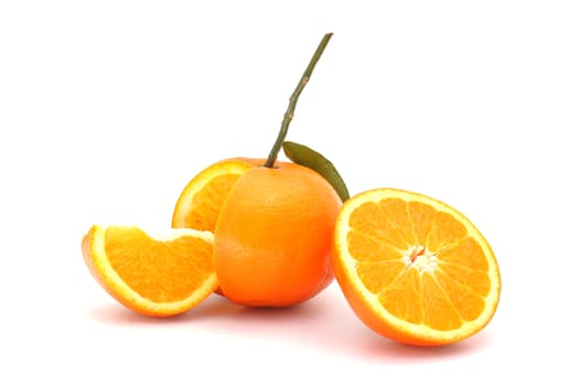 Fresh orange slices isolated on white background.
