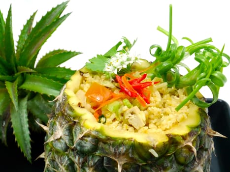 Pineapple fried rice with tofu.