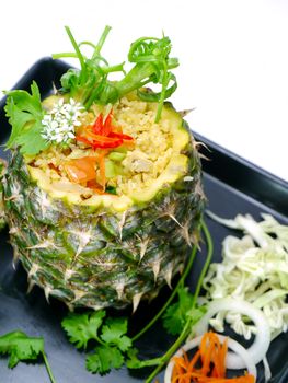 Pineapple fried rice with tofu.