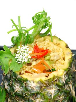 Pineapple fried rice with tofu.