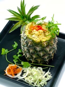 Pineapple fried rice with tofu.