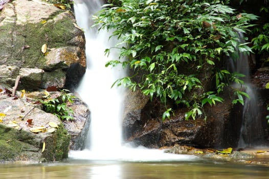 The small waterfall and rocks, thailand