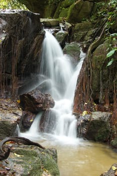 The small waterfall and rocks, thailand