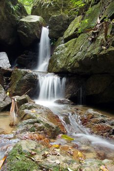 The small waterfall and rocks, thailand