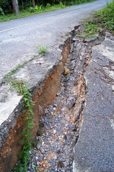 Stratigraphy of road damage caused by the earthquake.