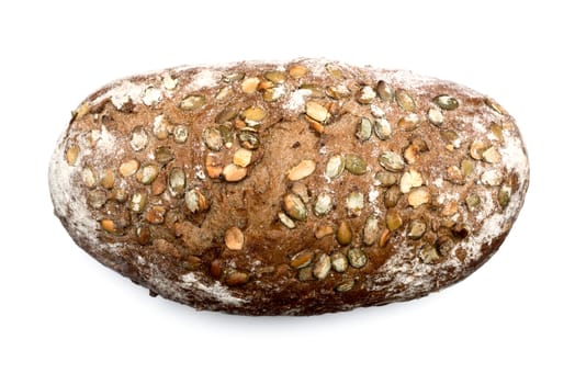 bread with seeds on white top view