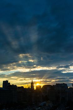 Evening view of Kiev, Maidan, Ukraine