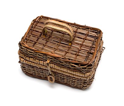 wicker basket isolated on white background