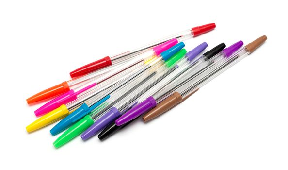 Colorful pens isolated on white