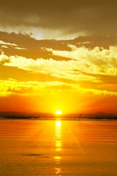 sunset sky at the lake in south of Thailand