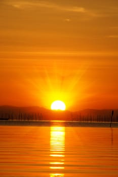 sunset sky at the lake in south of Thailand