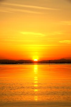 sunset sky at the lake in south of Thailand