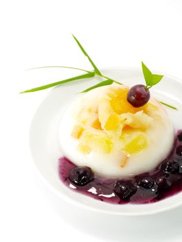 Agar dessert with Fruit salad and Blueberries