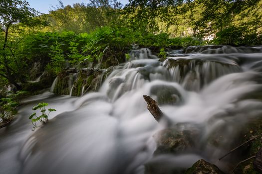 Small Waterfall in Plitvice Lakes National Park, Croatia