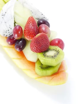 Mixed Fruits isolated on a white background.