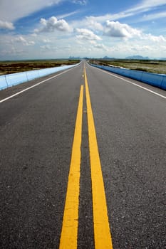 Empty road and the traffic lines.