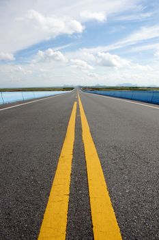 Empty road and the traffic lines.