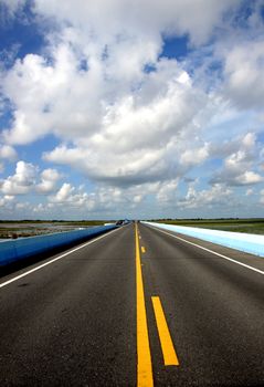 Empty road and the traffic lines.