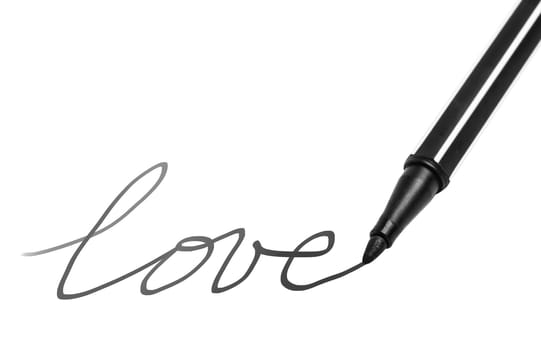 Picture of a pencil writing the word "love"