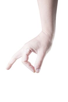 Picture of a human hand making a picking gesture.