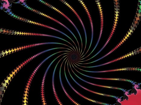 Digital computer graphic - renderi. Patterned fractal spiral in a dark colors for design.