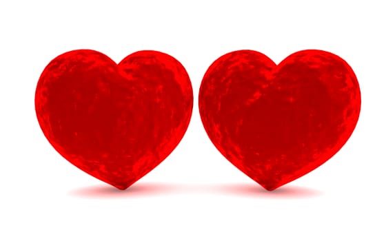 couple red  hearts from velvet