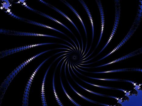 Digital computer graphic - renderi. Patterned fractal spiral in a dark - blue colors for design.