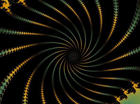 Digital computer graphic - renderi. Patterned fractal spiral in a dark colors for design.